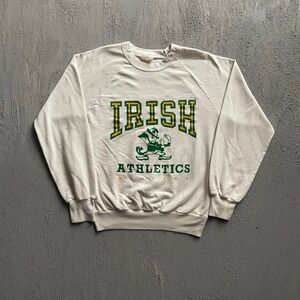Vintage Notre Dame Fighting Irish Athletics Sweatshirt Mens Medium Cream 90s